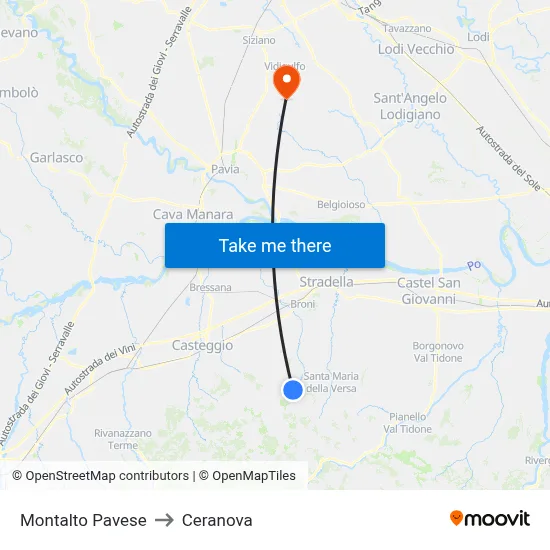Montalto Pavese to Ceranova map