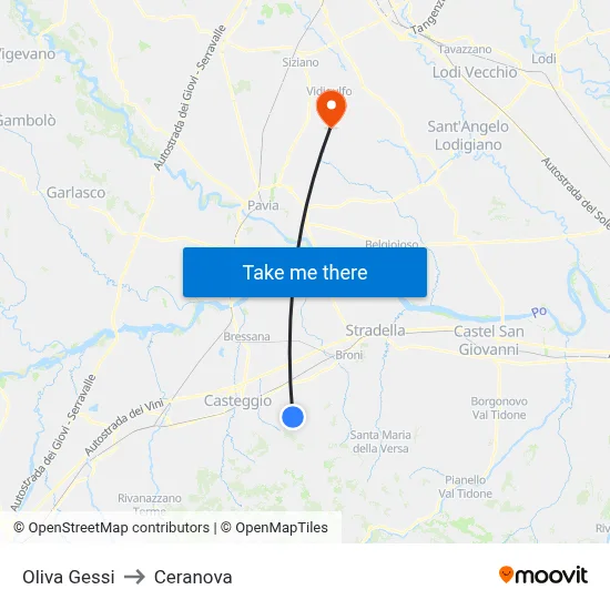 Oliva Gessi to Ceranova map