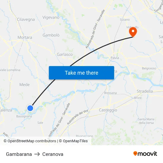 Gambarana to Ceranova map