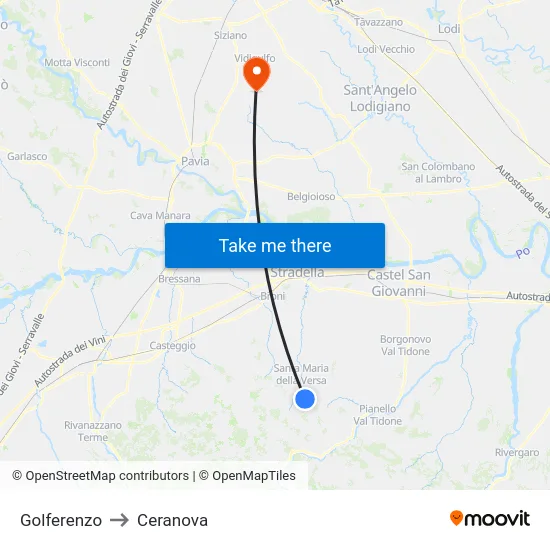 Golferenzo to Ceranova map