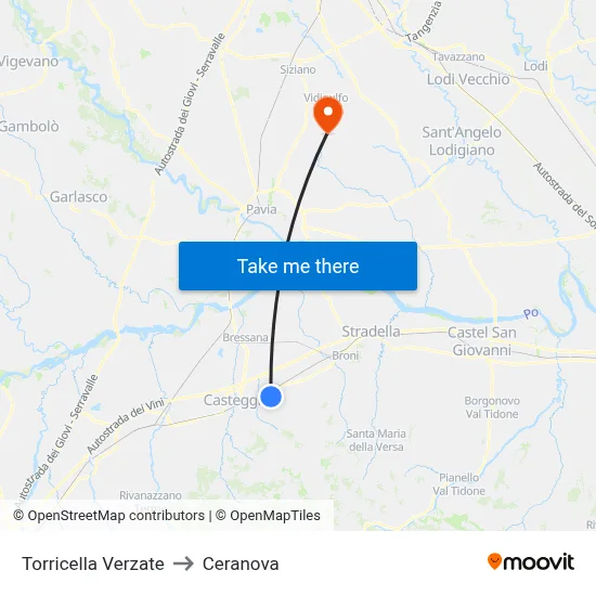 Torricella Verzate to Ceranova map