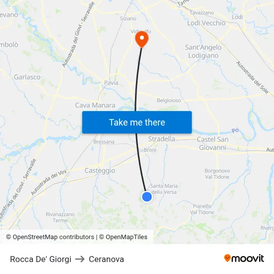 Rocca De' Giorgi to Ceranova map