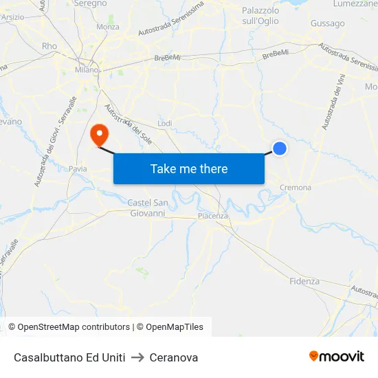 Casalbuttano Ed Uniti to Ceranova map