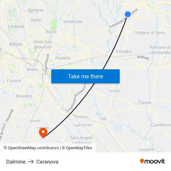 Dalmine to Ceranova map