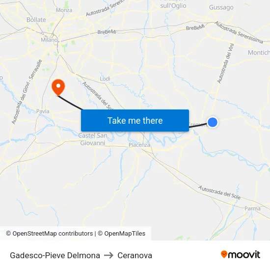 Gadesco-Pieve Delmona to Ceranova map