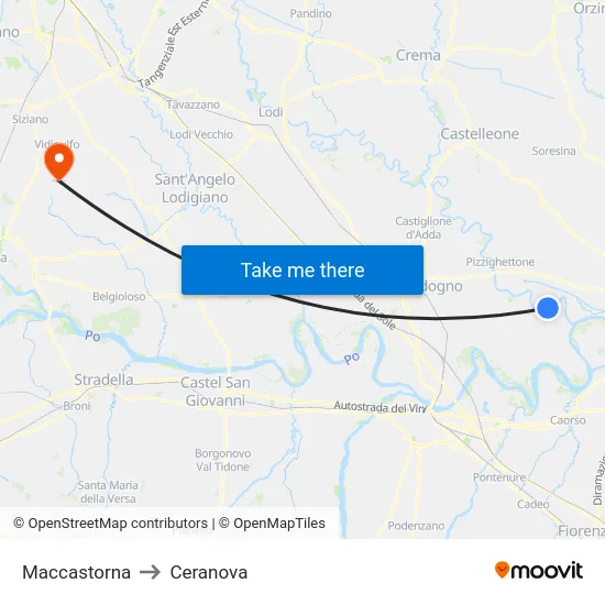 Maccastorna to Ceranova map