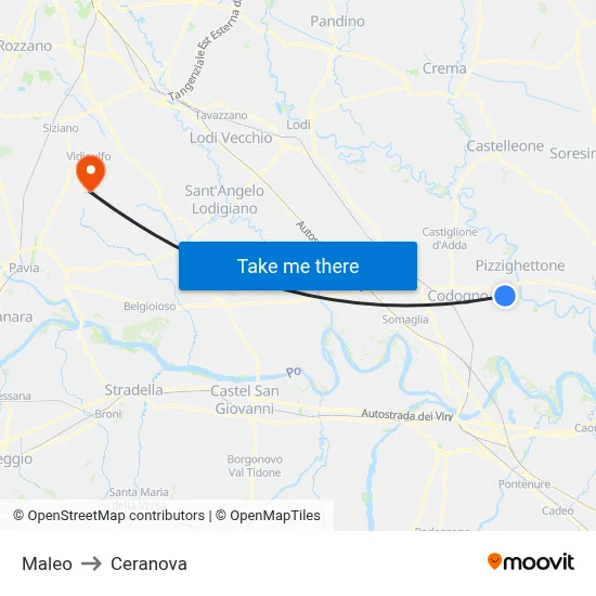 Maleo to Ceranova map