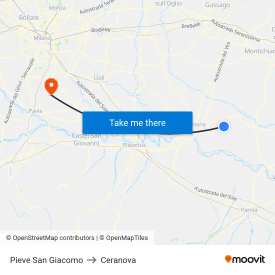 Pieve San Giacomo to Ceranova map