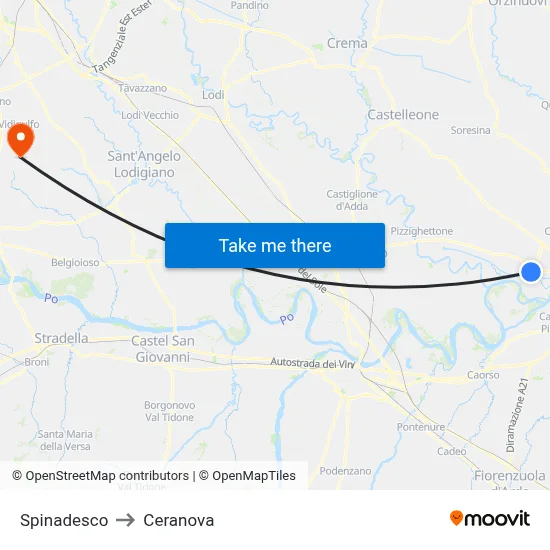 Spinadesco to Ceranova map