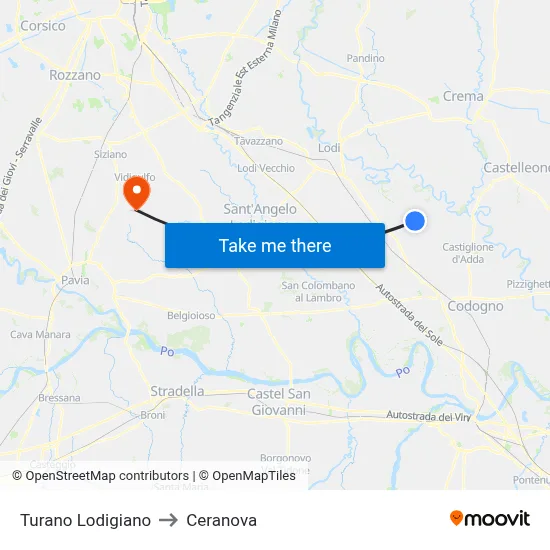 Turano Lodigiano to Ceranova map