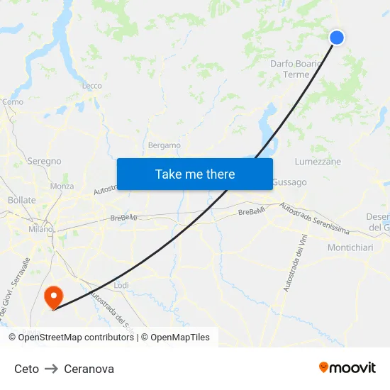 Ceto to Ceranova map