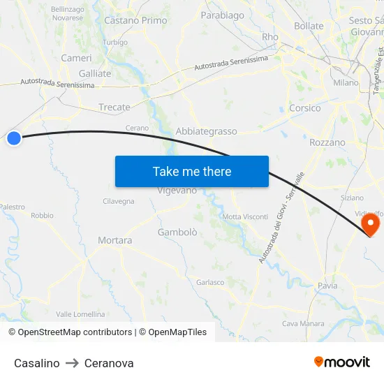 Casalino to Ceranova map