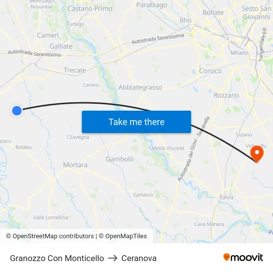 Granozzo Con Monticello to Ceranova map