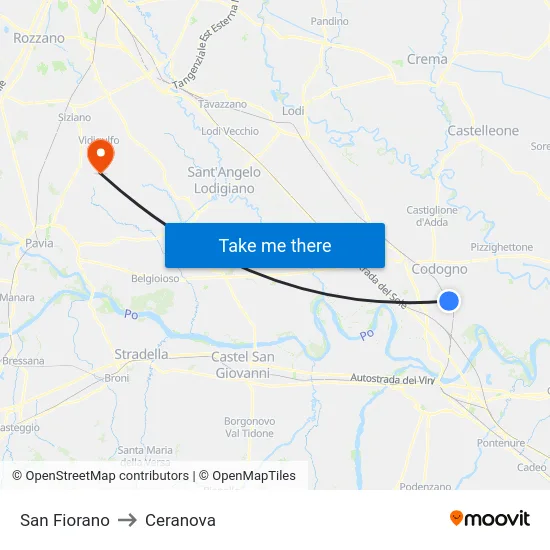 San Fiorano to Ceranova map