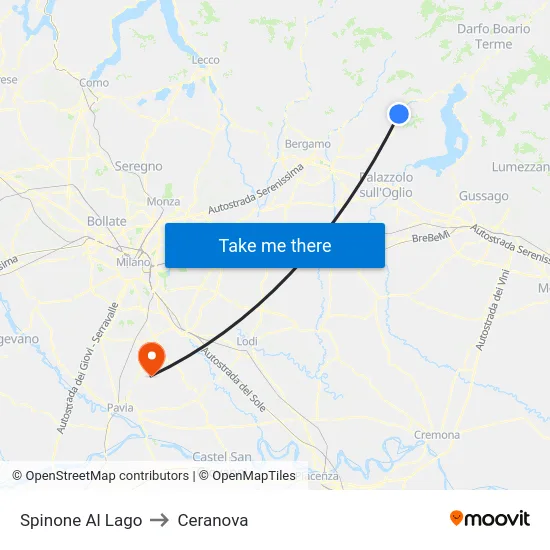 Spinone Al Lago to Ceranova map