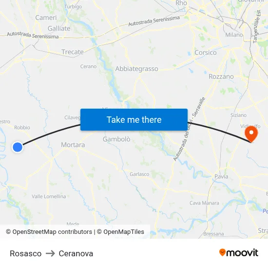 Rosasco to Ceranova map