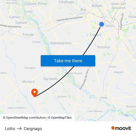 Lotto to Cergnago map