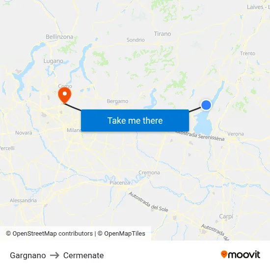 Gargnano to Cermenate map