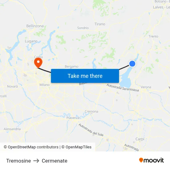 Tremosine to Cermenate map