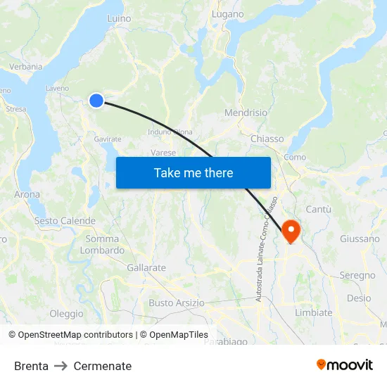 Brenta to Cermenate map