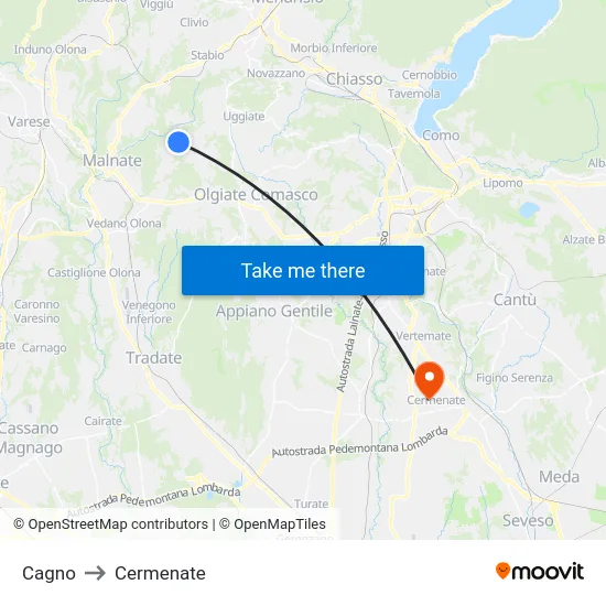 Cagno to Cermenate map