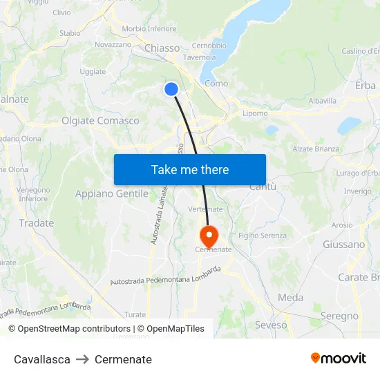 Cavallasca to Cermenate map