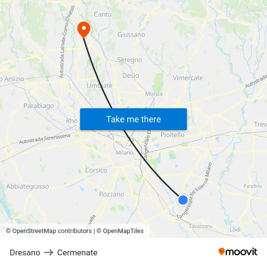 Dresano to Cermenate map