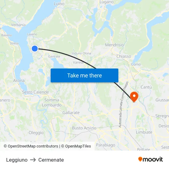 Leggiuno to Cermenate map