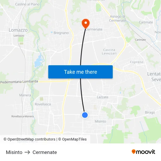 Misinto to Cermenate map