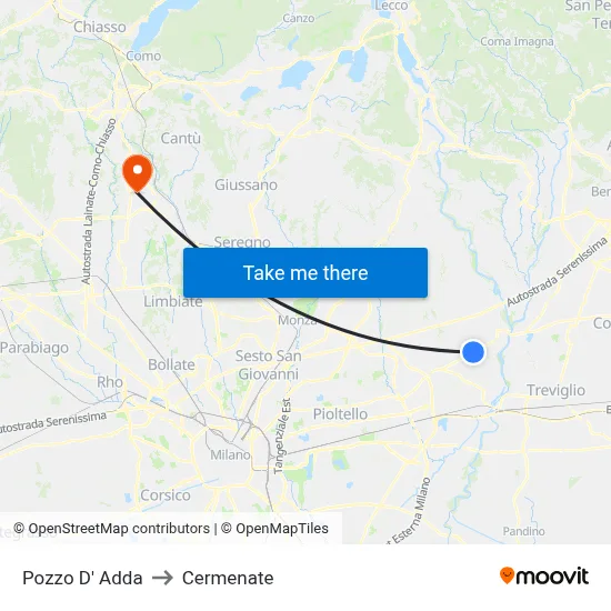Pozzo D' Adda to Cermenate map
