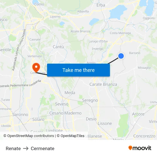 Renate to Cermenate map