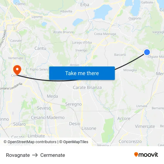 Rovagnate to Cermenate map