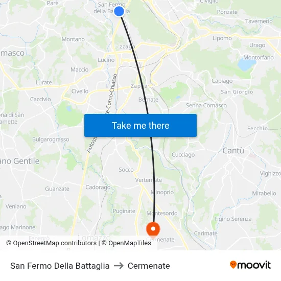 San Fermo Della Battaglia to Cermenate map