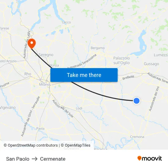 San Paolo to Cermenate map