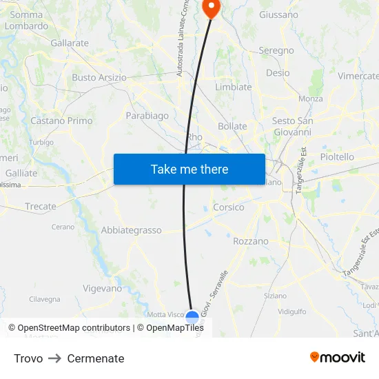Trovo to Cermenate map