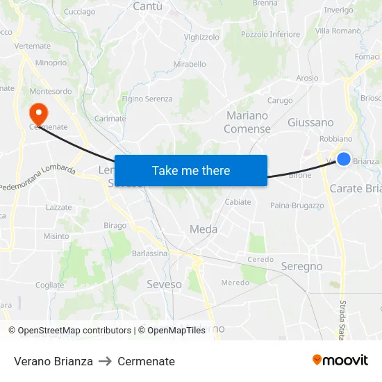Verano Brianza to Cermenate map
