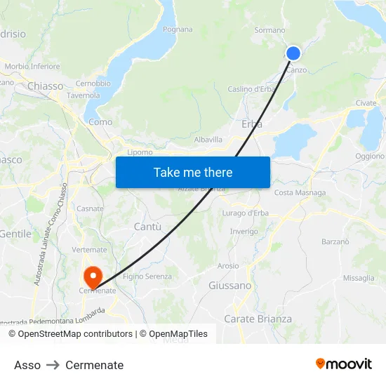 Asso to Cermenate map