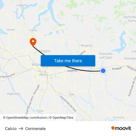 Soccer to Cermenate map