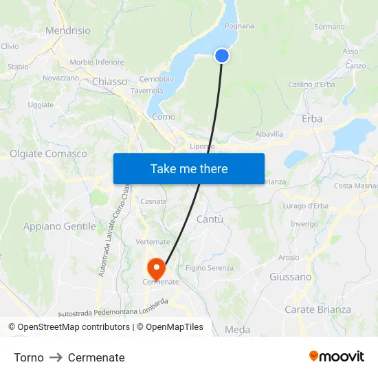 Torno to Cermenate map