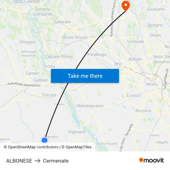 ALBONESE to Cermenate map