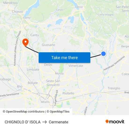 Chignolo D' Isola to Cermenate map