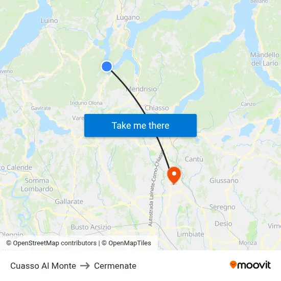 Cuasso Al Monte to Cermenate map