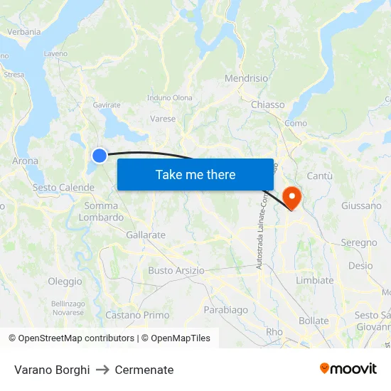 Varano Borghi to Cermenate map