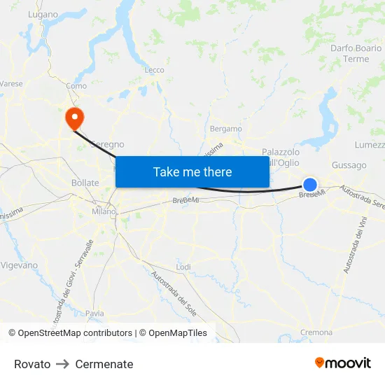 Rovato to Cermenate map