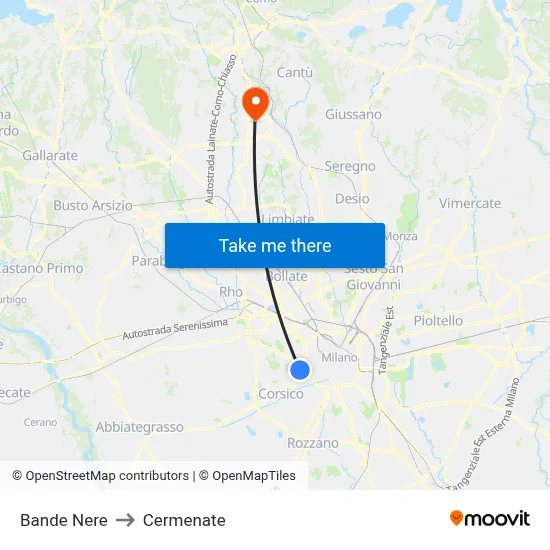 Bande Nere to Cermenate map