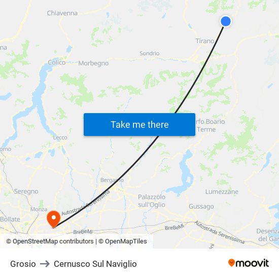 Grosio to Cernusco Sul Naviglio map