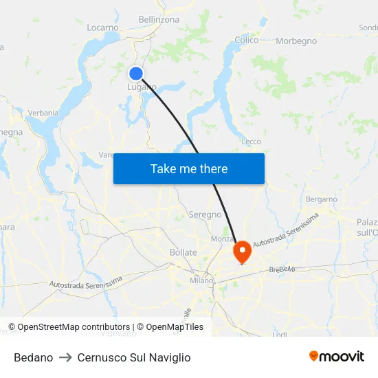 Bedano to Cernusco Sul Naviglio map
