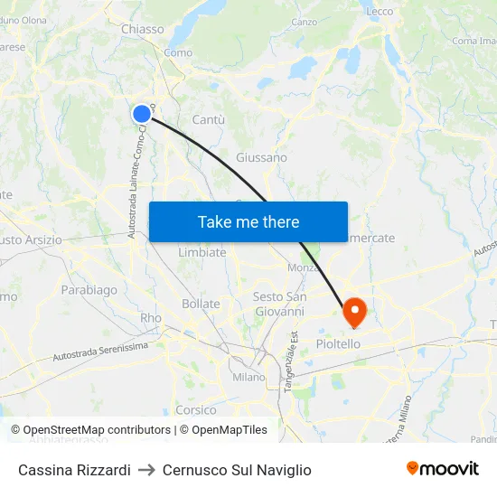 Cassina Rizzardi to Cernusco Sul Naviglio map