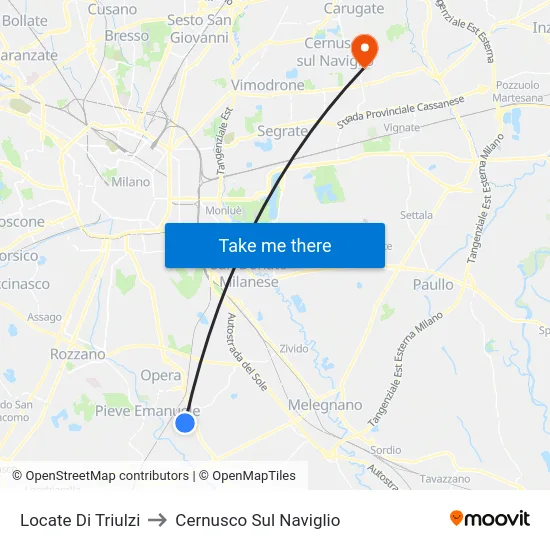 Locate Di Triulzi to Cernusco Sul Naviglio map