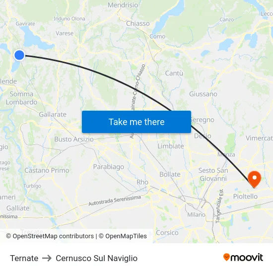 Ternate to Cernusco Sul Naviglio map
